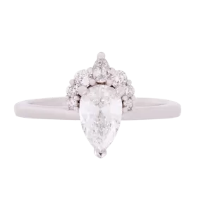 Pear Diamond With Diamond Half Halo Ring