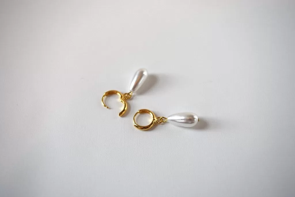 Pearl and Hoop Dangle Earrings - Small