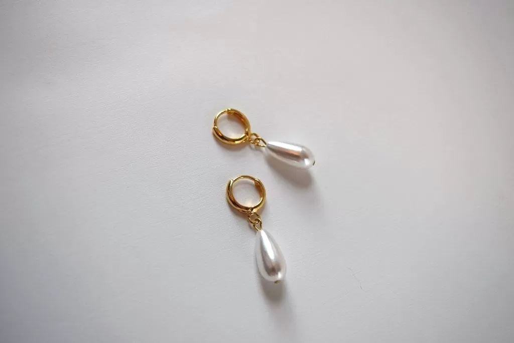 Pearl and Hoop Dangle Earrings - Small