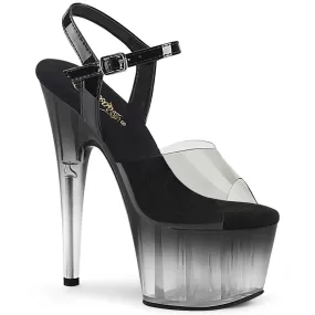 Pleaser Adore-708T-2-Smoke-Black/Black-Clear-Size 9-Clearance