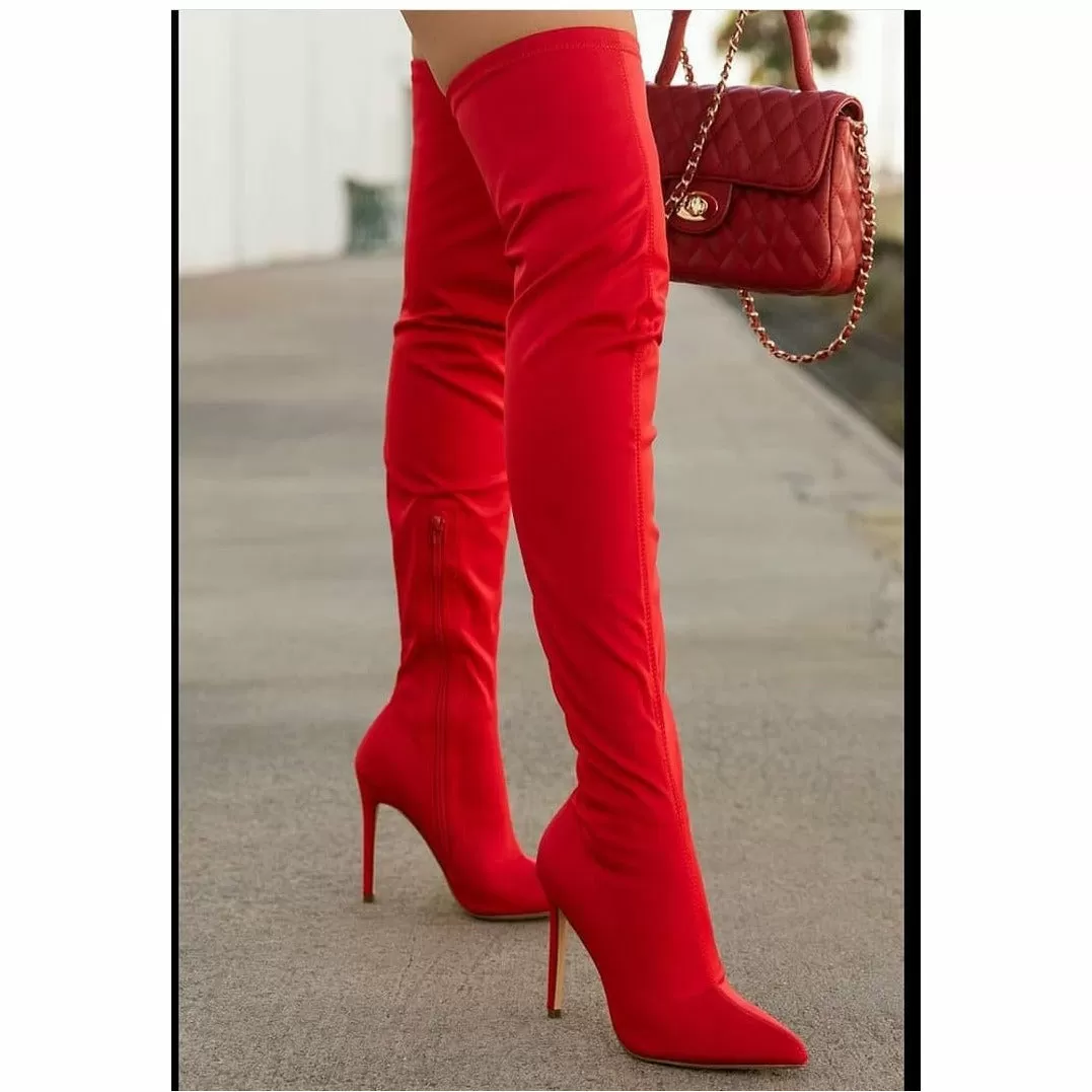 Pointed Toe Thigh High Boots