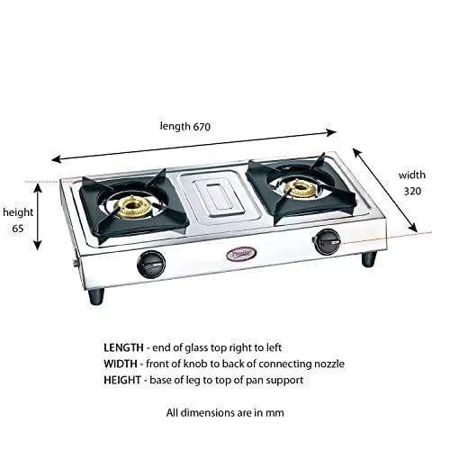 Prestige Star Stainless Steel 2 Burner Gas Stove