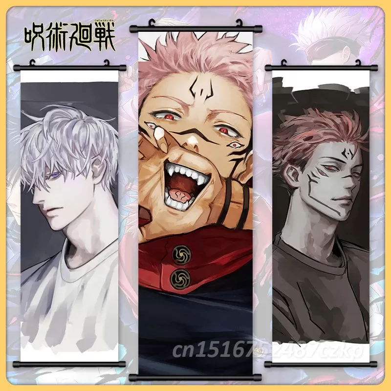 Print Canvas Jujutsu Kaisen Poster Kugisaki Nobara Wall Artwork Ryomen Sukuna Pictures Anime Scroll Hanging Painting