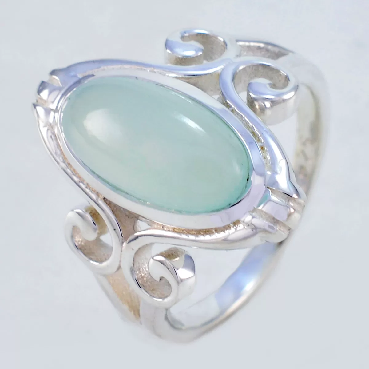 Refined Gemstone Aqua Chalcedony Sterling Silver Rings Good Jewelry