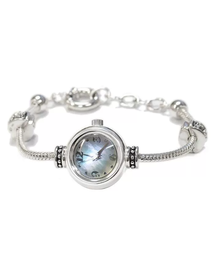 Reflection Beads Sterling Silver Watch - Graduation Gift Set - Mother of Pearl