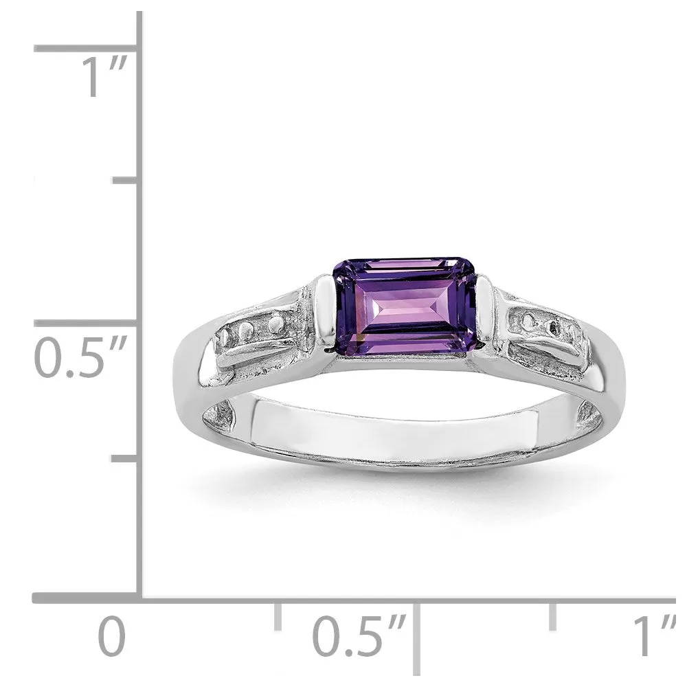 Rhodium-Plated Amethyst Ring in Sterling Silver