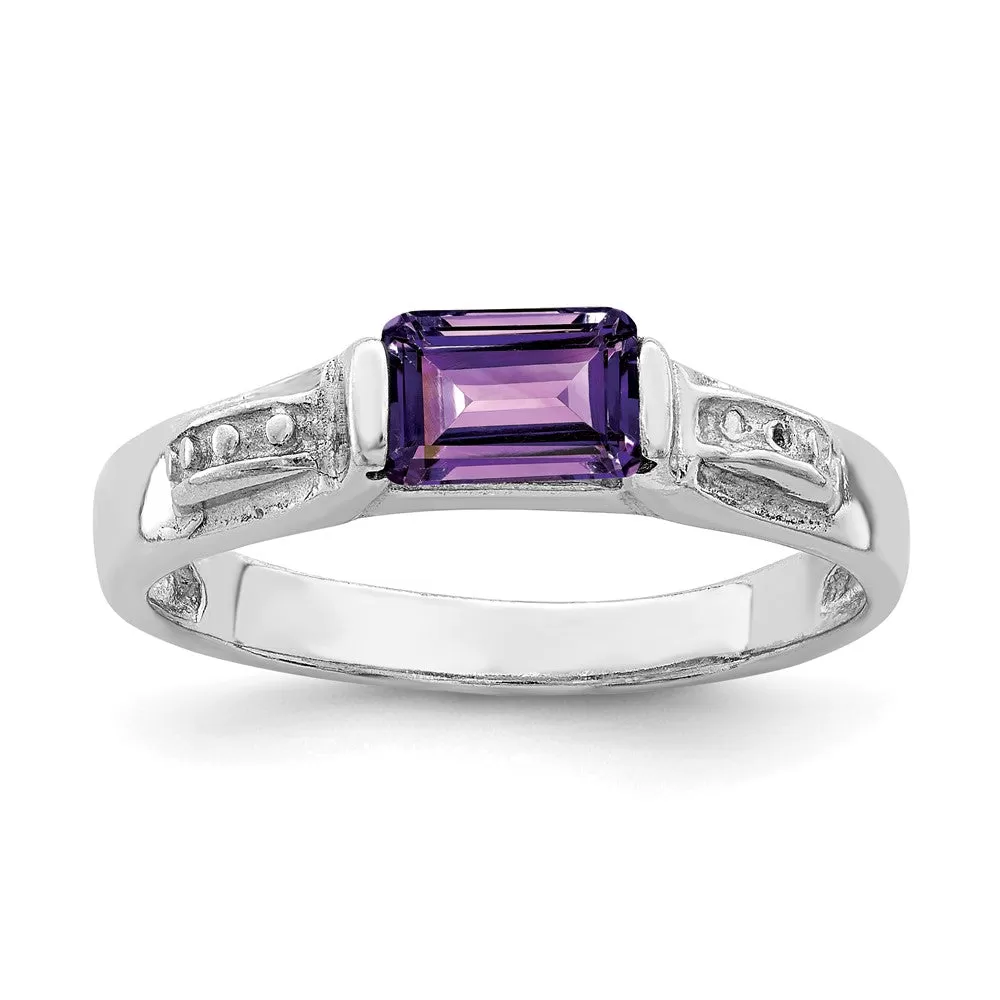 Rhodium-Plated Amethyst Ring in Sterling Silver