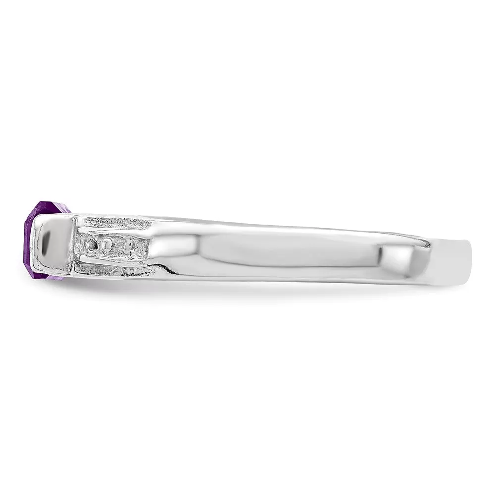 Rhodium-Plated Amethyst Ring in Sterling Silver