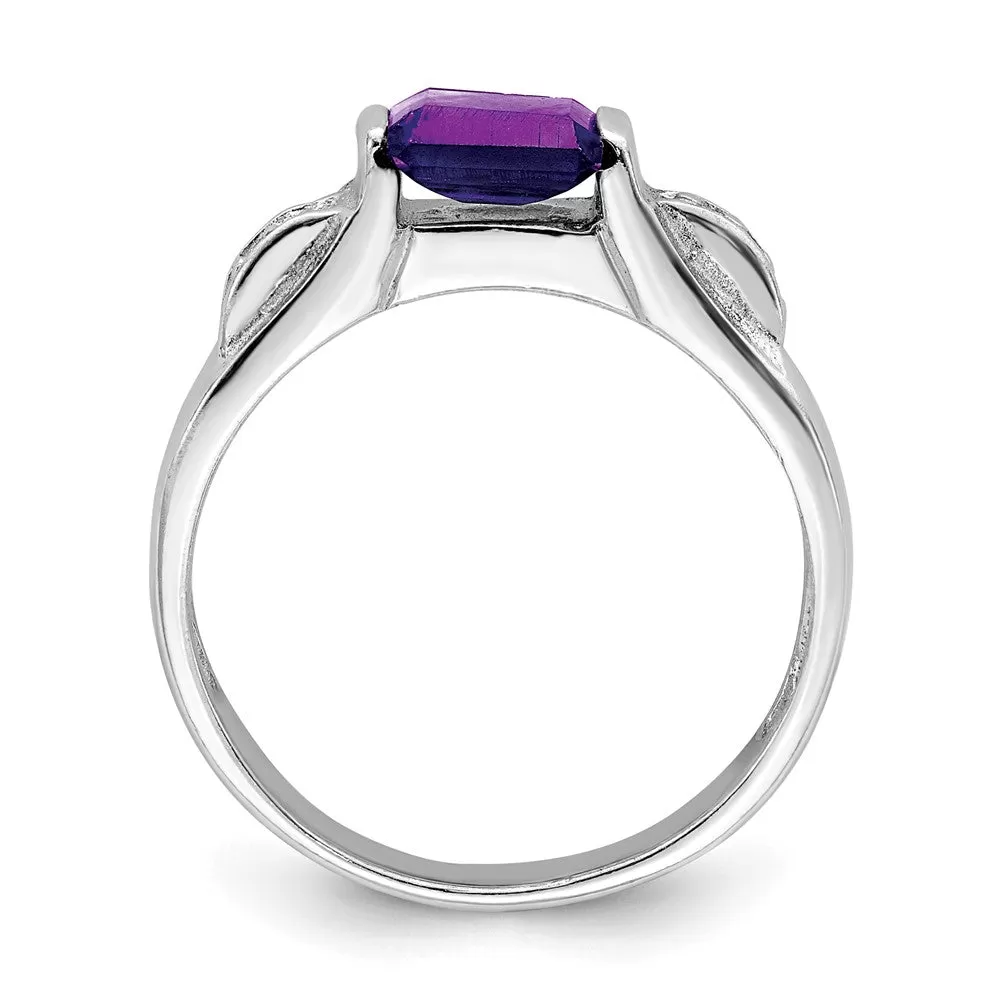 Rhodium-Plated Amethyst Ring in Sterling Silver