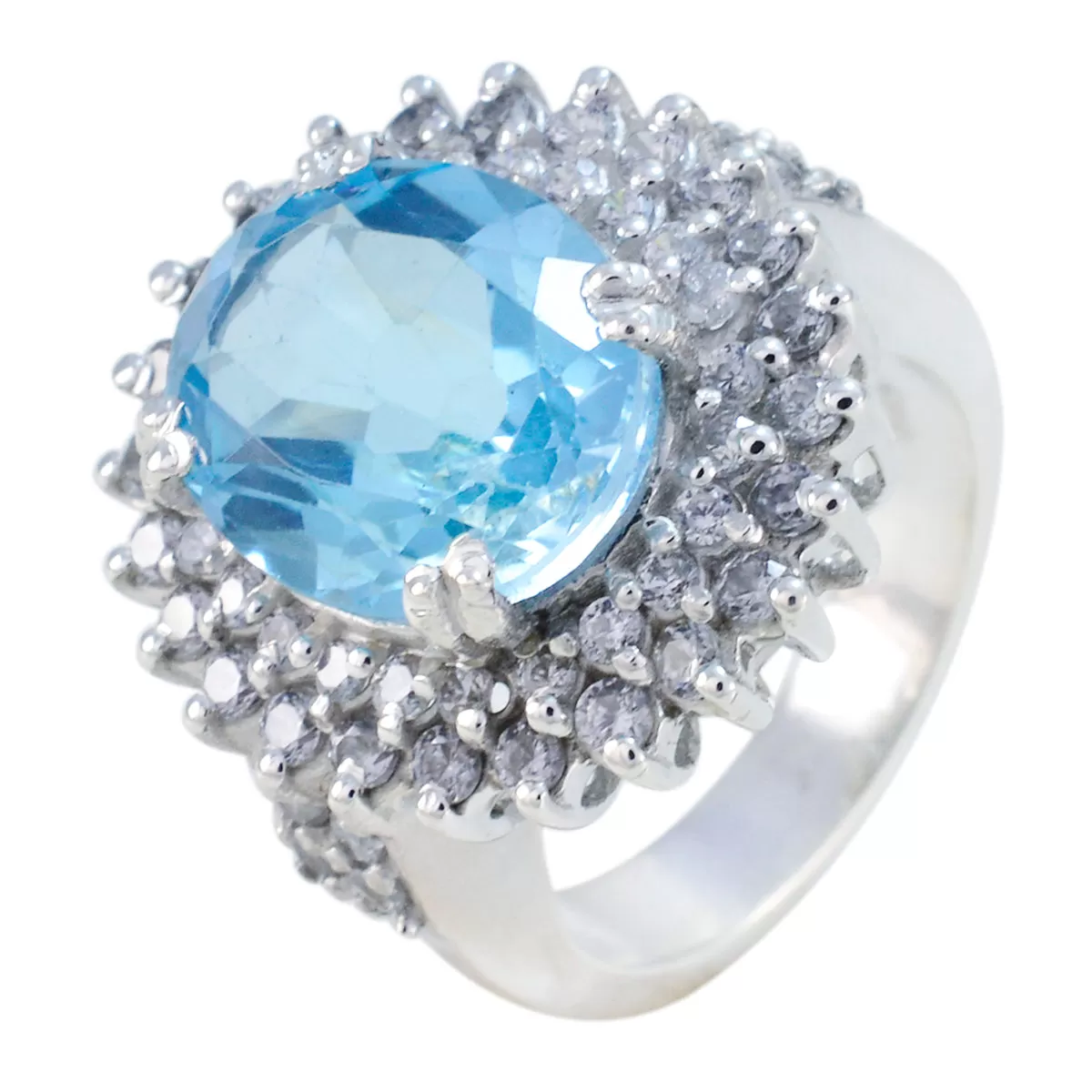 Riyo Dainty Gemstone Blue Topaz Solid Silver Rings Men’S Jewelry