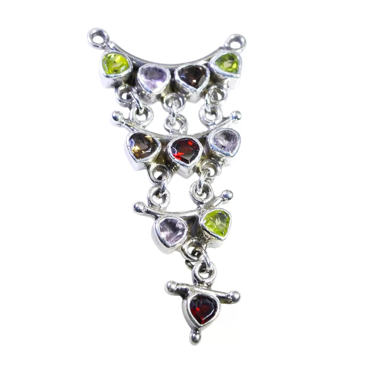 Riyo Delightful Gemstone Heart Faceted Multi Color Multi Stone 1210 Sterling Silver Pendant Gift For Good Friday