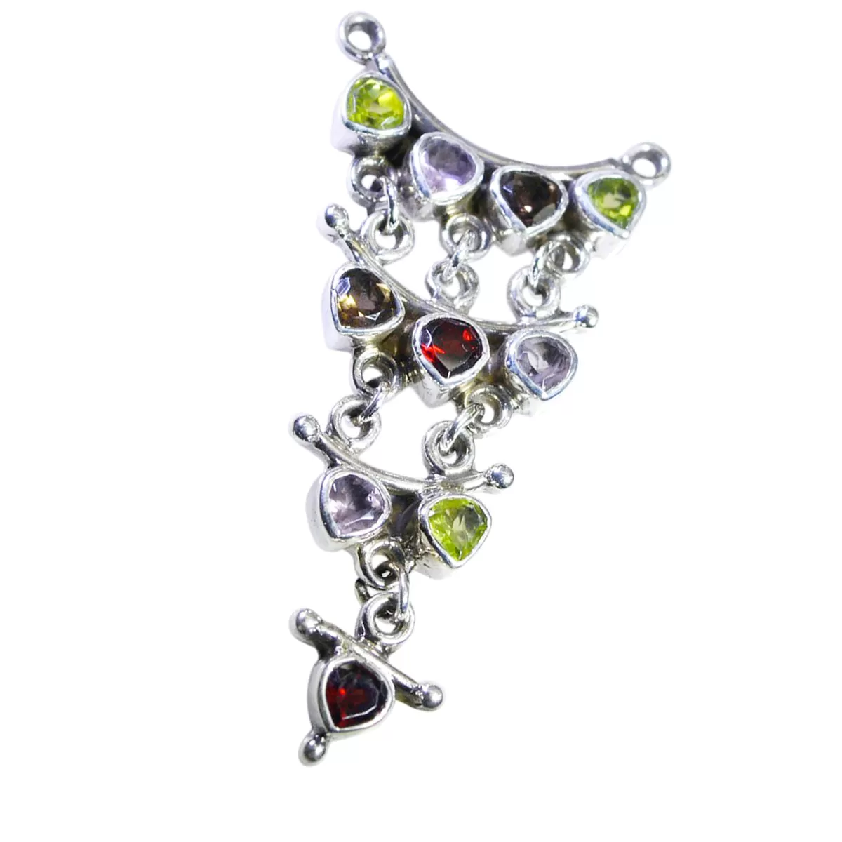 Riyo Delightful Gemstone Heart Faceted Multi Color Multi Stone 1210 Sterling Silver Pendant Gift For Good Friday