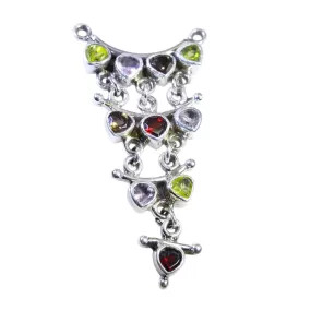 Riyo Delightful Gemstone Heart Faceted Multi Color Multi Stone 1210 Sterling Silver Pendant Gift For Good Friday