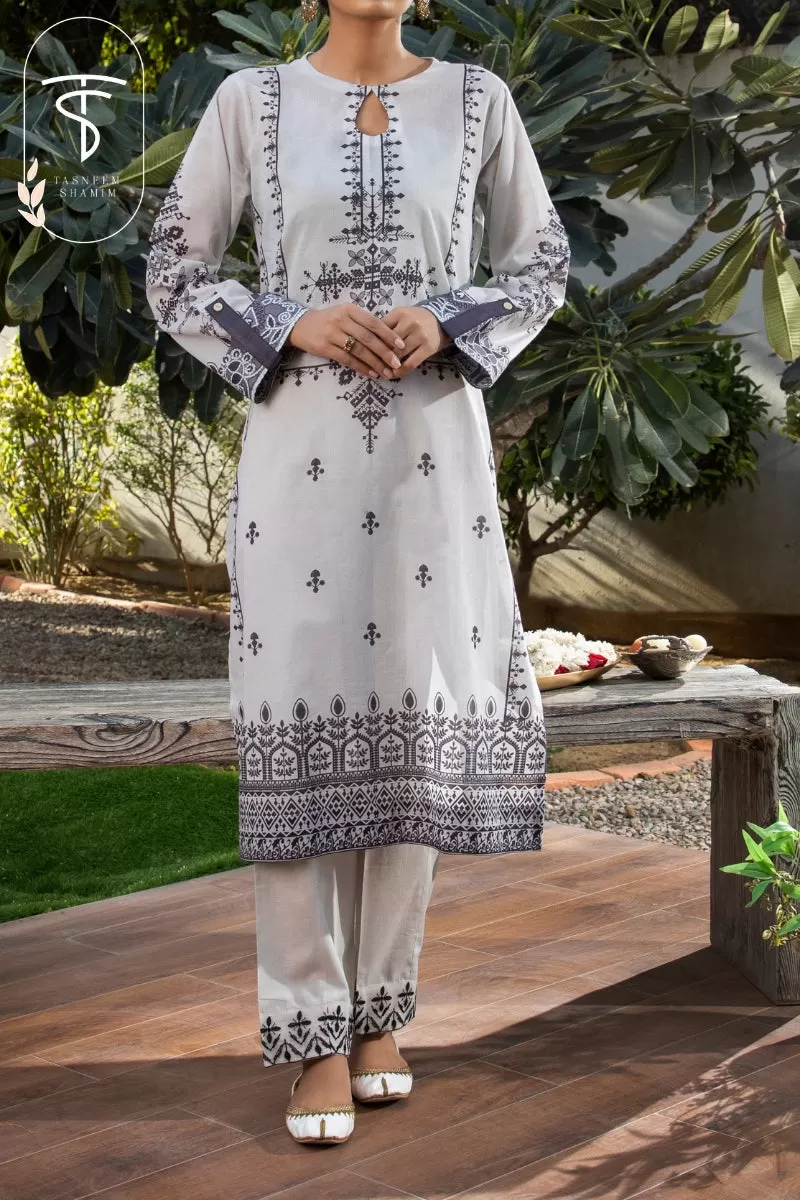 Silver | 2-Piece | Premium Printed Lawn