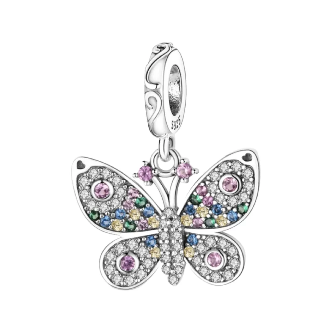 SILVER 925 MULTICOLORED BUTTERFLY PENDANT