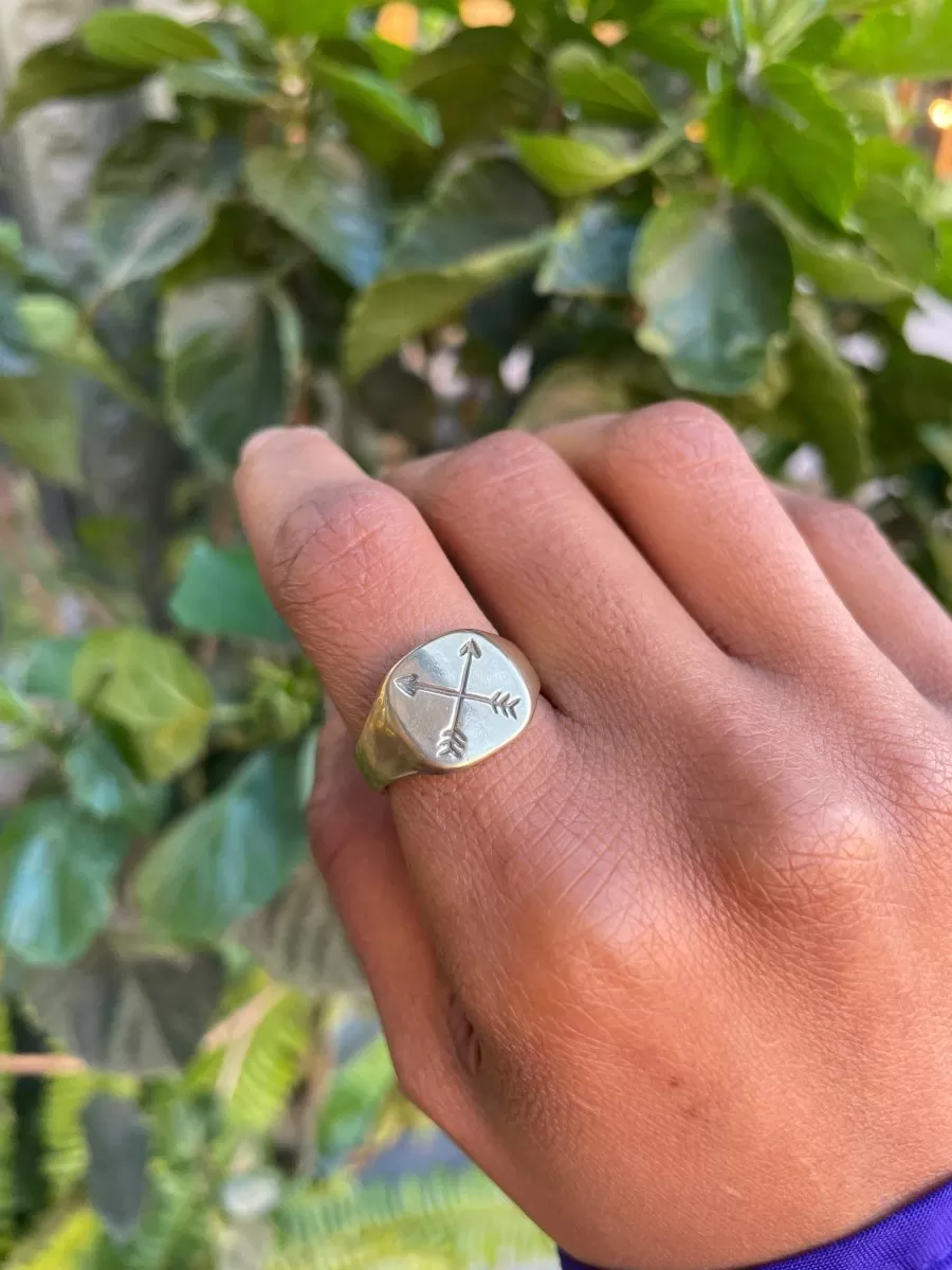 Square Brass Signet Ring