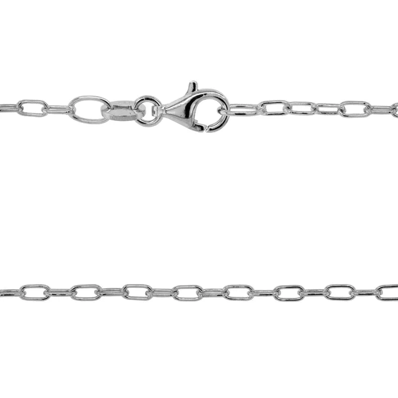 STERLING SILVER 16-INCH 2MM ELONGATED CABLE CHAIN NECKLACE