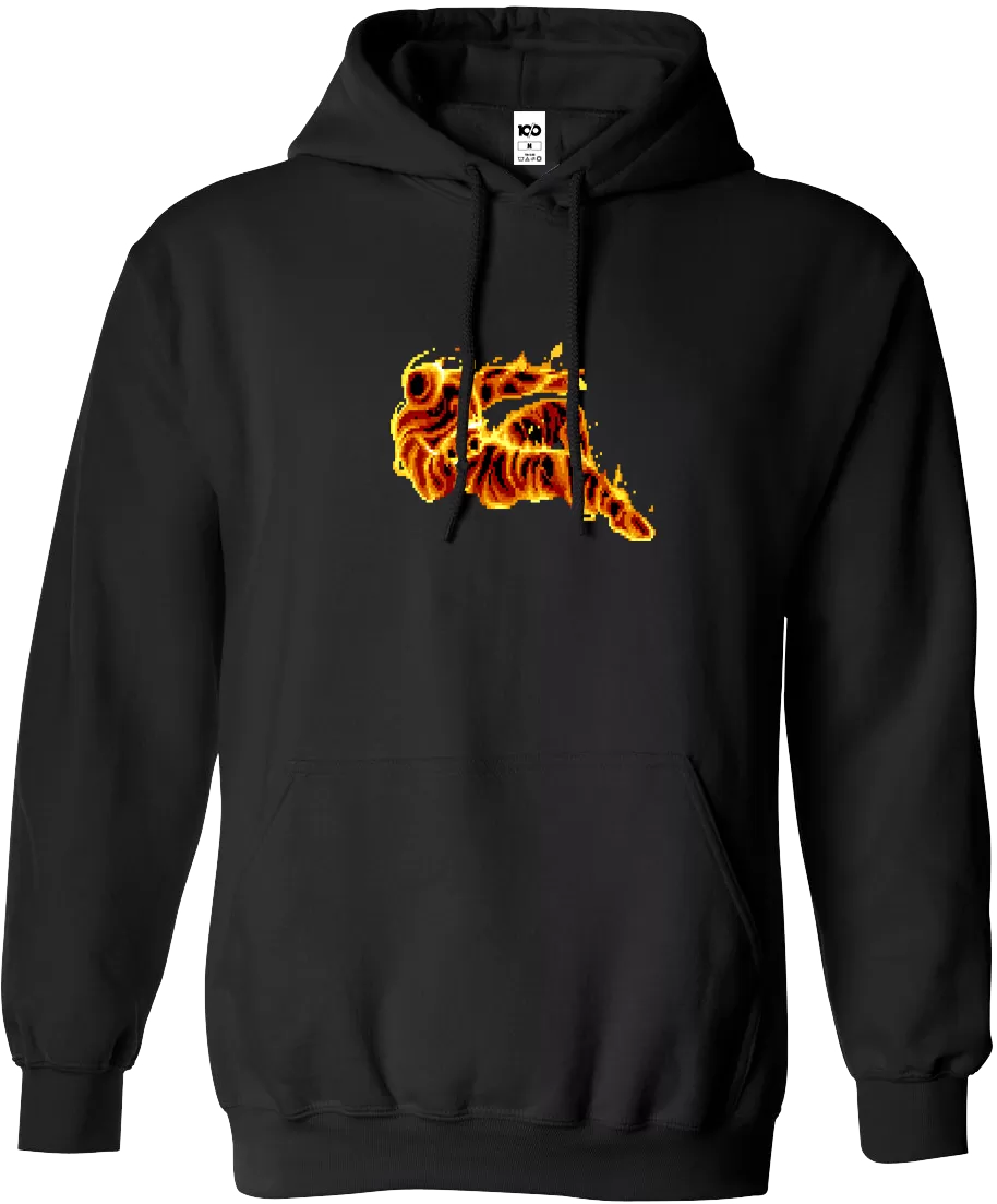 STREET FIGHTER - 'Burning Sprite' Premium Embroidered Pullover Hoodie - Black