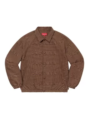 Supreme Houndstooth Logos Snap Front Jacket Brown [FW20]