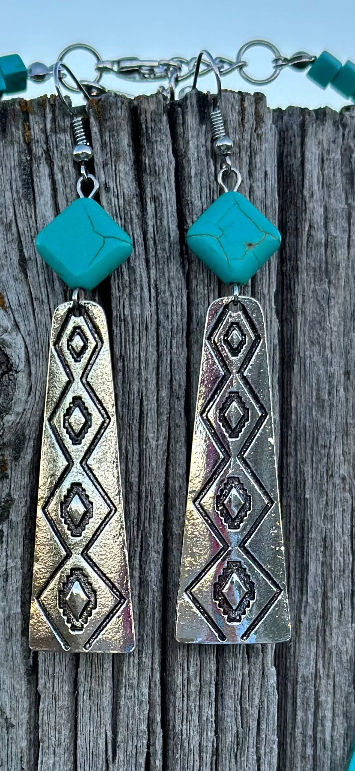 The Aztec Turquoise Diamond Drop Earring