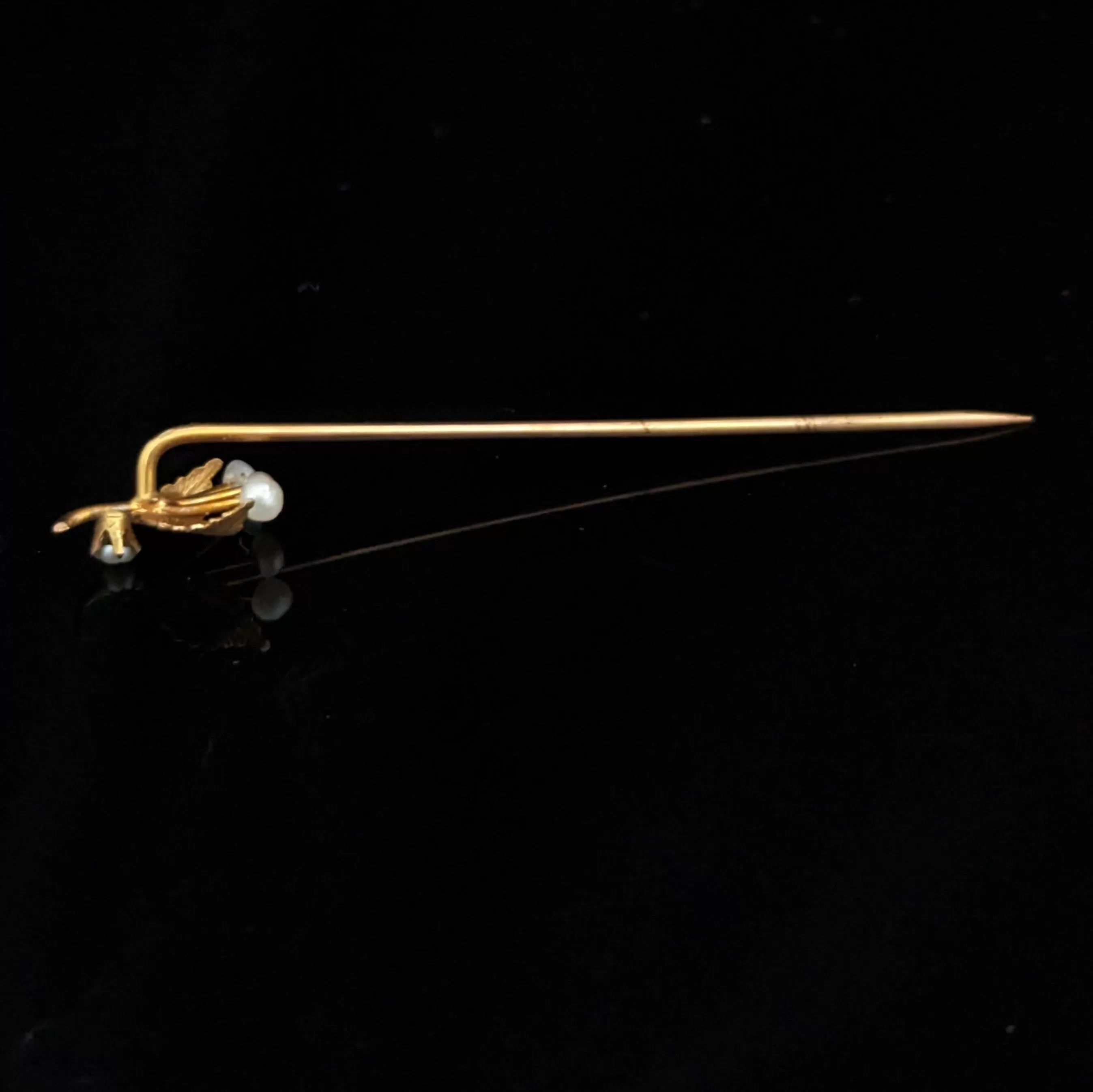 The Sitka - Victorian Era Seed Pearl 10k Gold Cherry Stick Pin