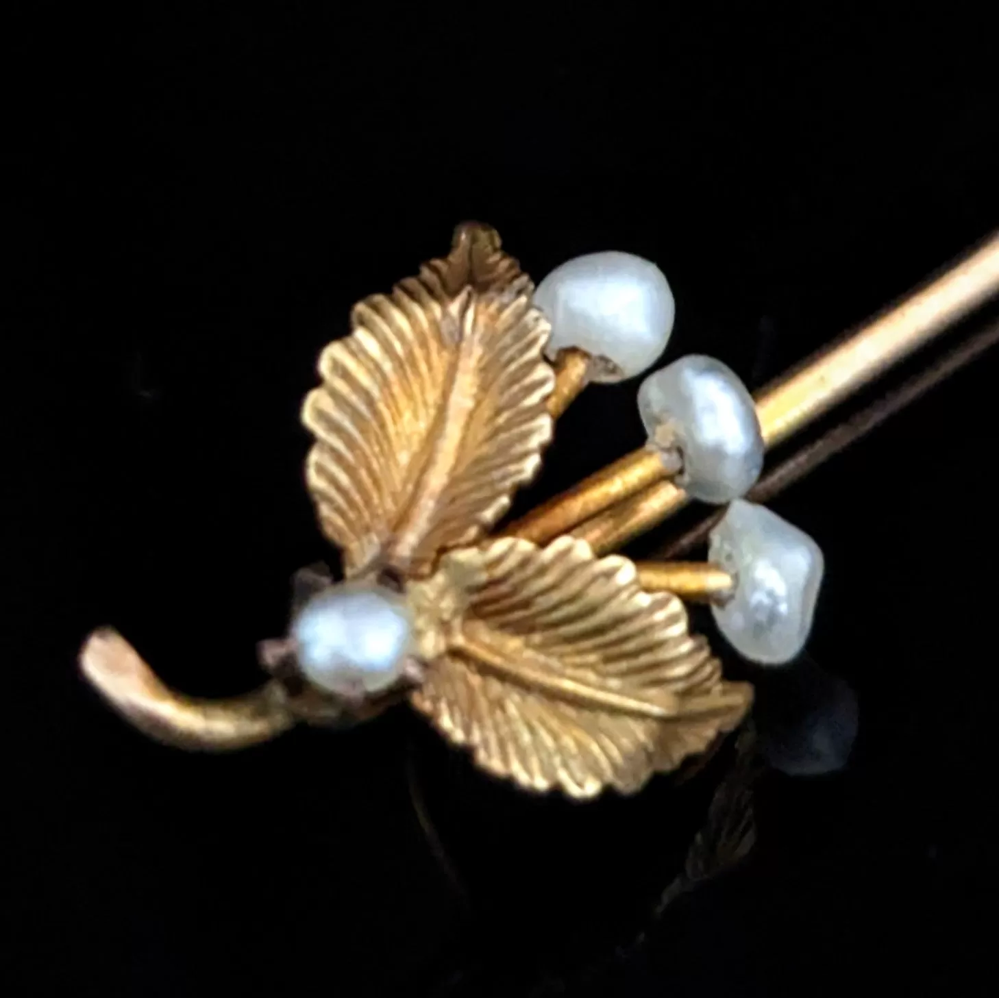 The Sitka - Victorian Era Seed Pearl 10k Gold Cherry Stick Pin