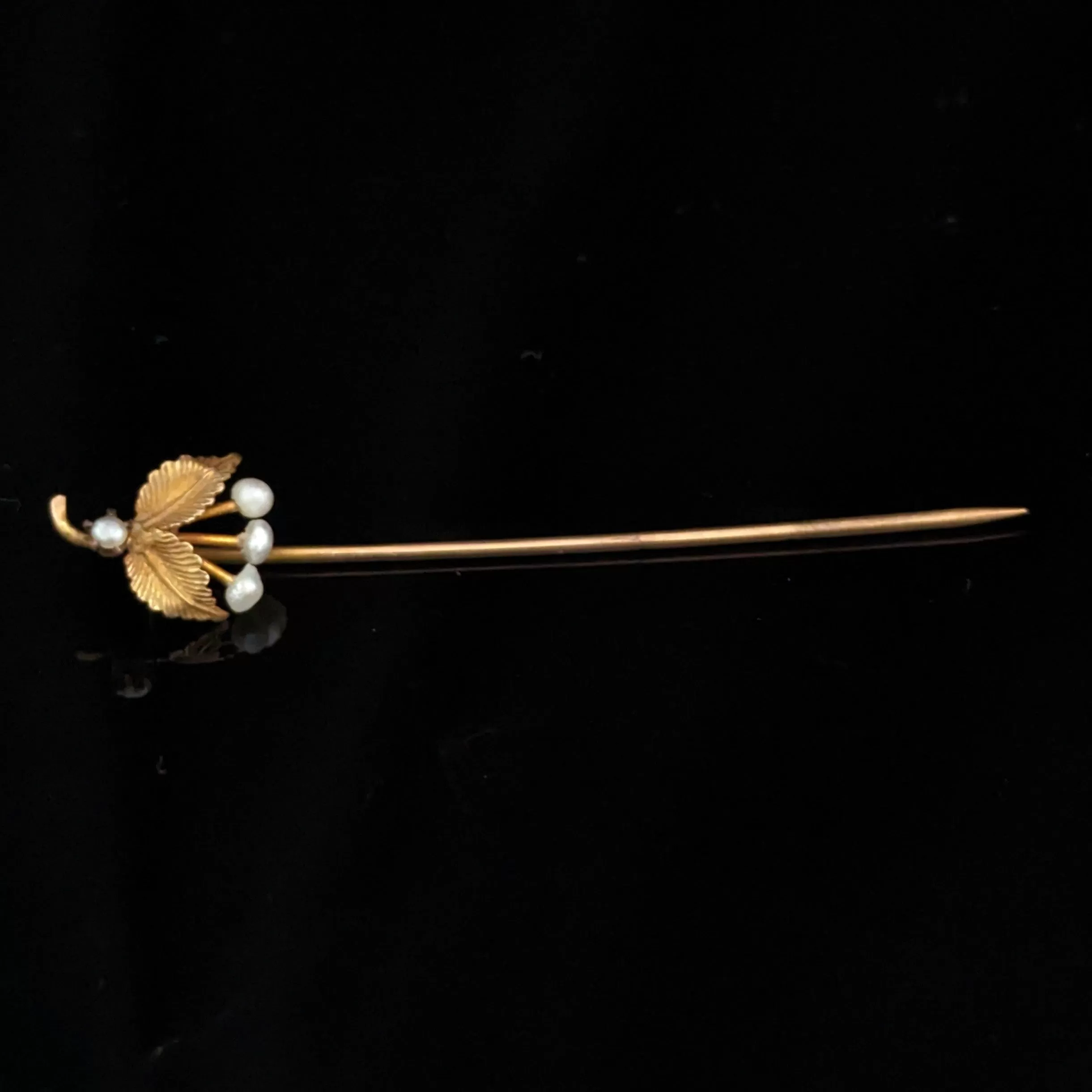 The Sitka - Victorian Era Seed Pearl 10k Gold Cherry Stick Pin