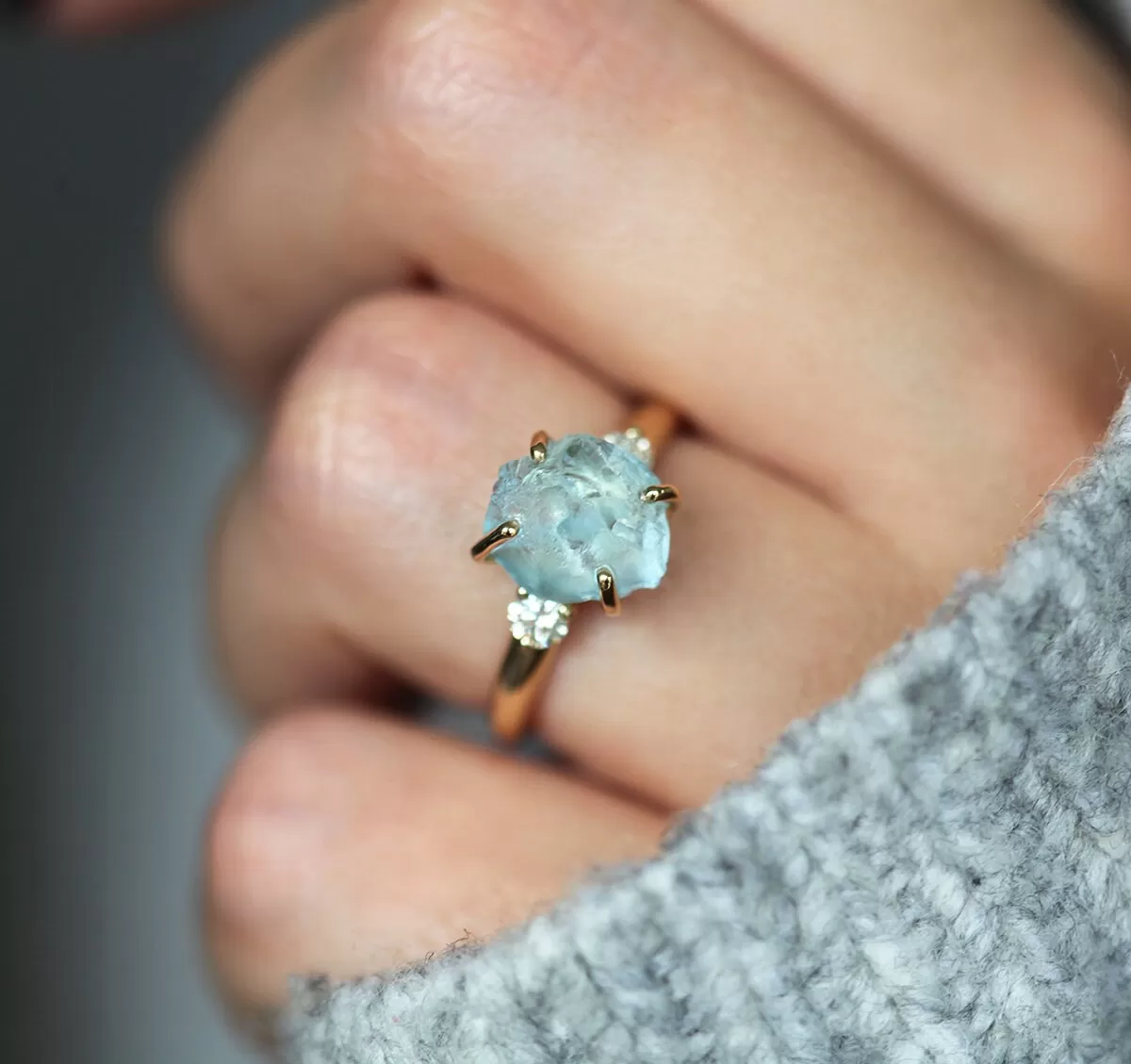 Tina Raw Aquamarine Ring