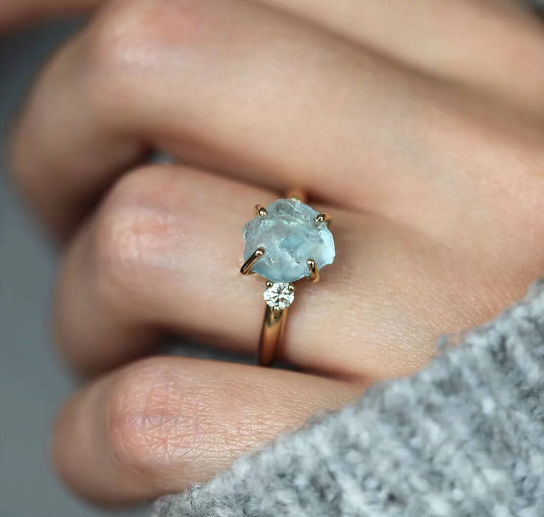 Tina Raw Aquamarine Ring