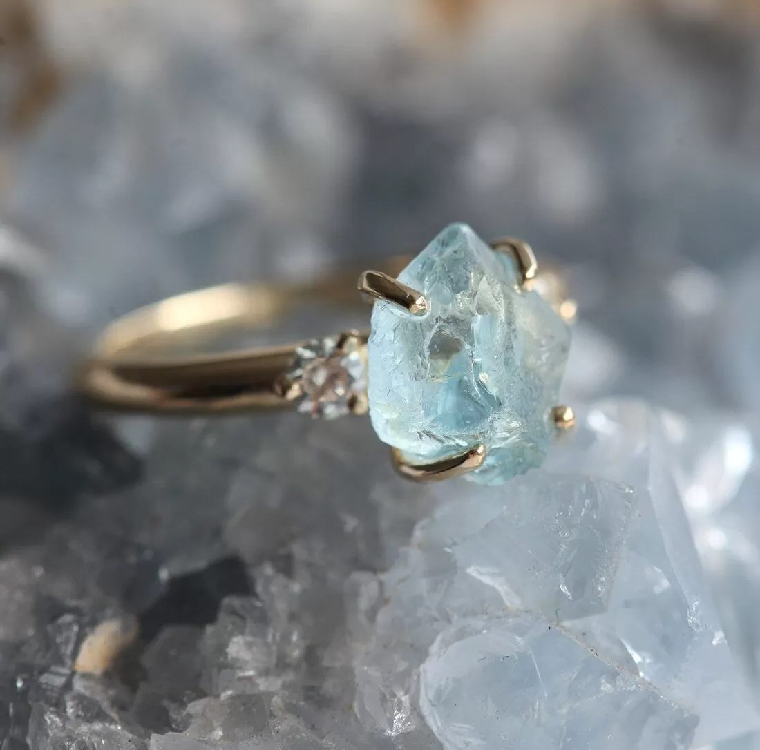 Tina Raw Aquamarine Ring