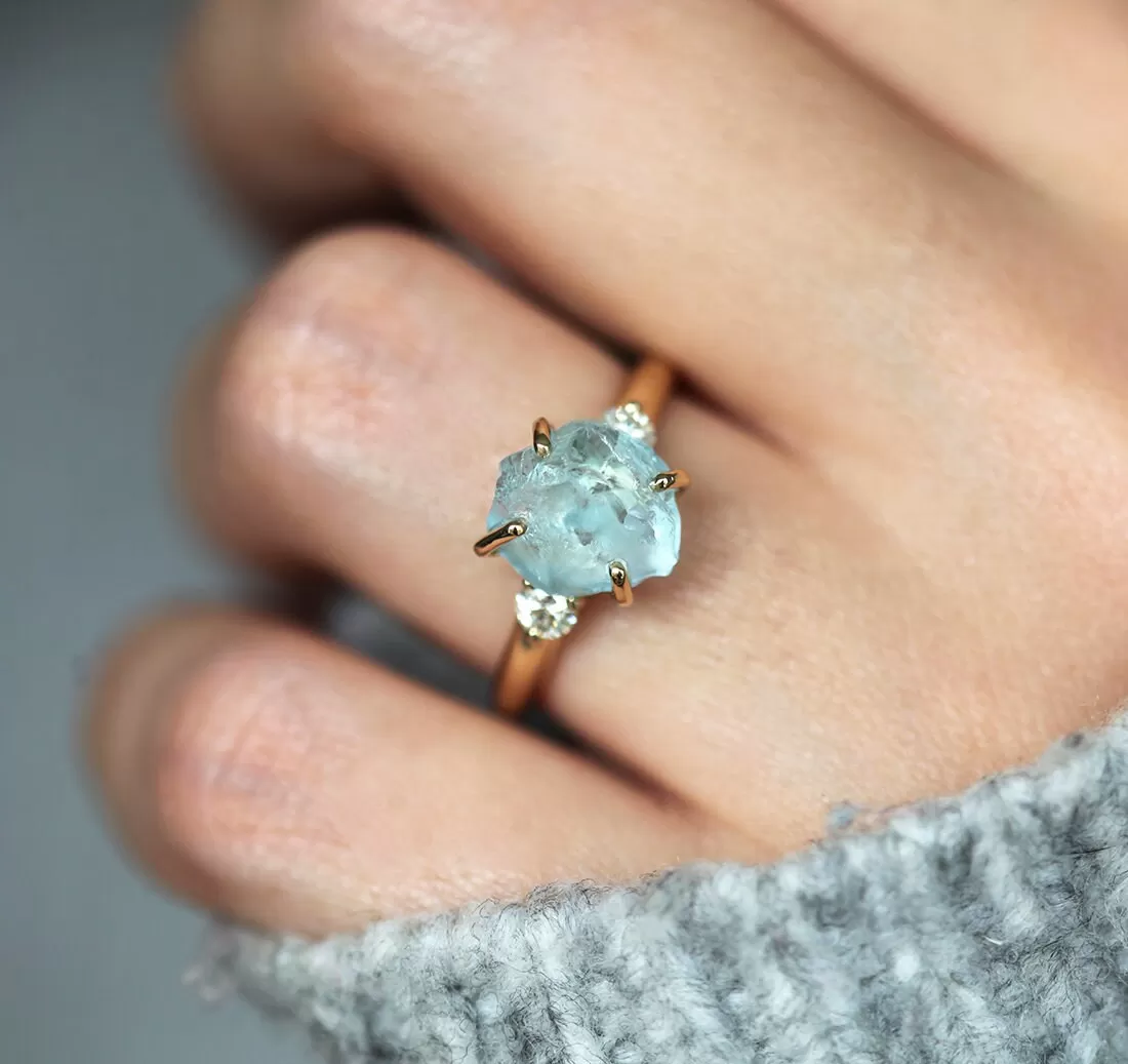 Tina Raw Aquamarine Ring