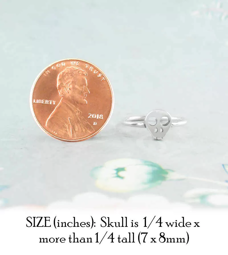 Tiny Flat Skull Toe-Midi-Knuckle Ring, Adjustable