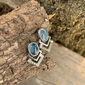 Trendy Look Natural Aquamarine Stud Earrings