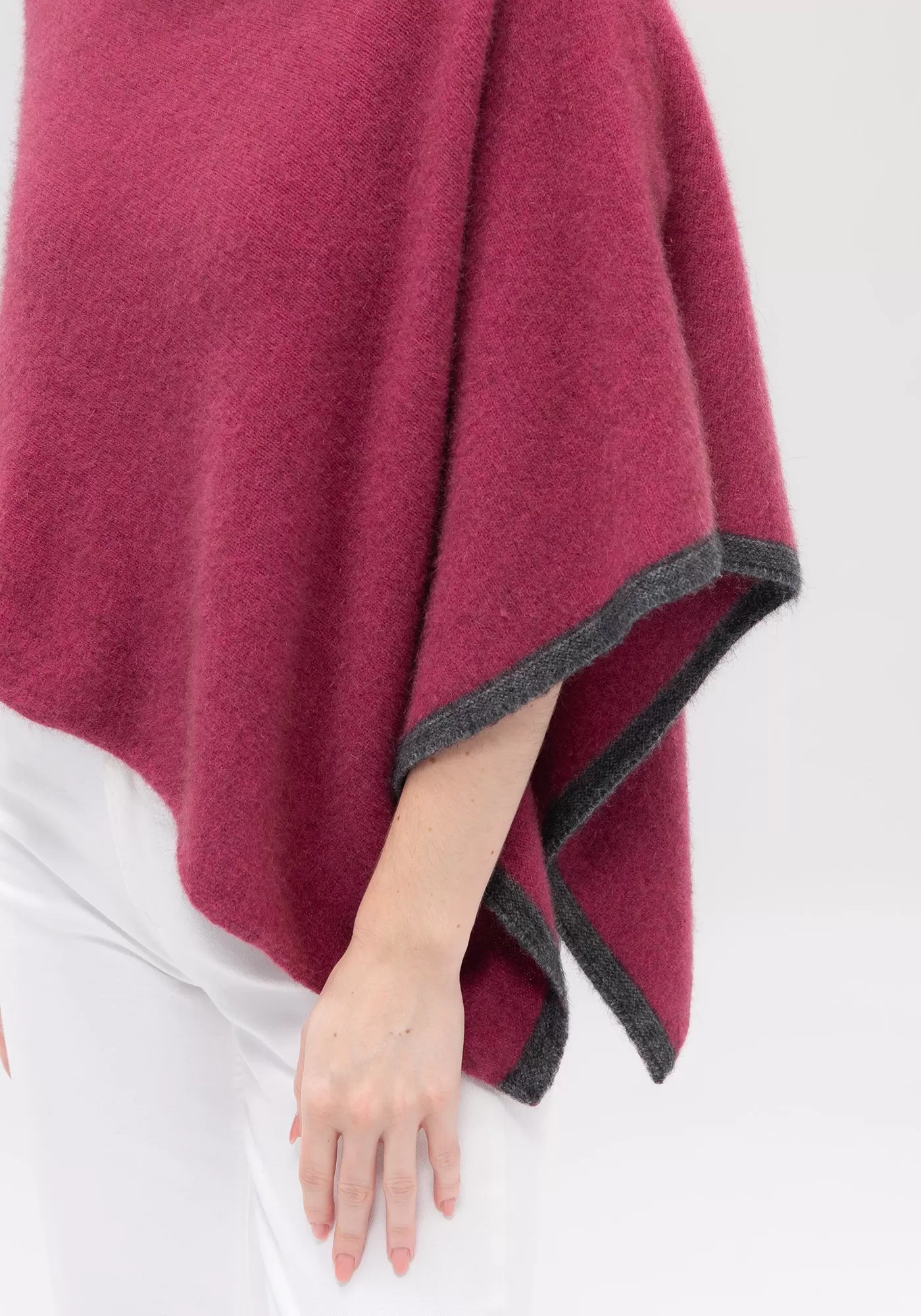 Two Tone Poncho - Fine Merino Wool, Brushtail Possum Fibre, Mulberry Silk Poncho - Made in New Zealand