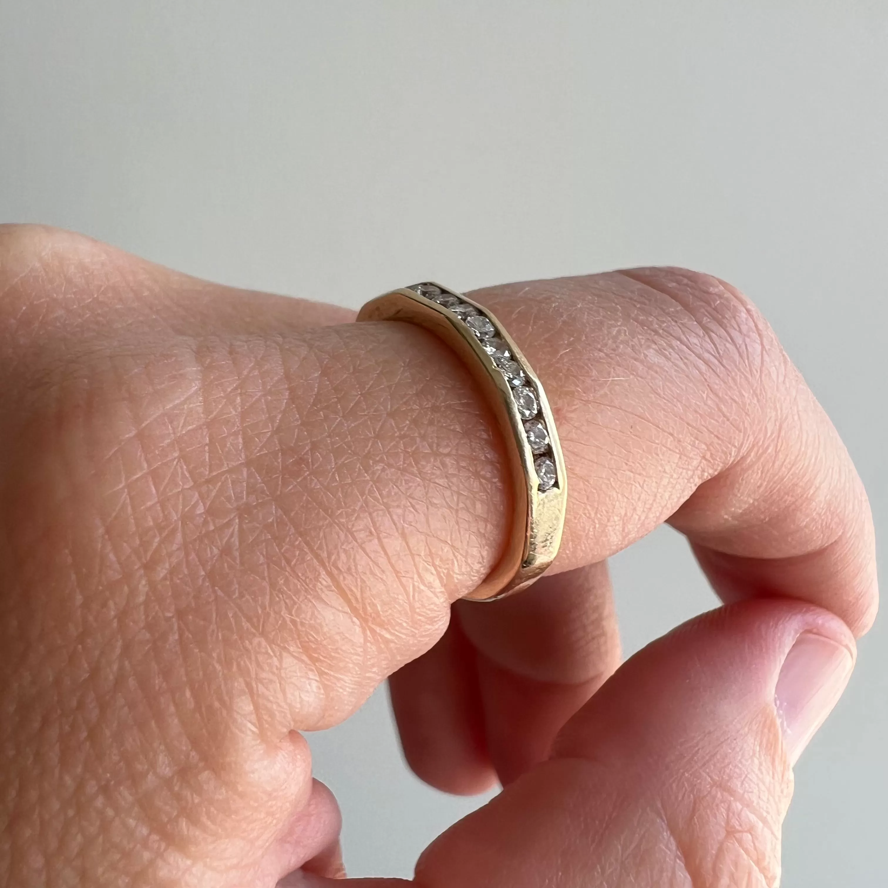 V I N T A G E // playful boundaries / 14k gold and diamond geometric ring / fits like a size 6