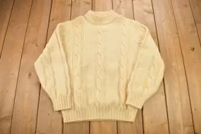 Vintage 1970s Towncraft Penneys Cable Knit Mockneck Sweater / True Vintage / Virgin Wool / Streetwear