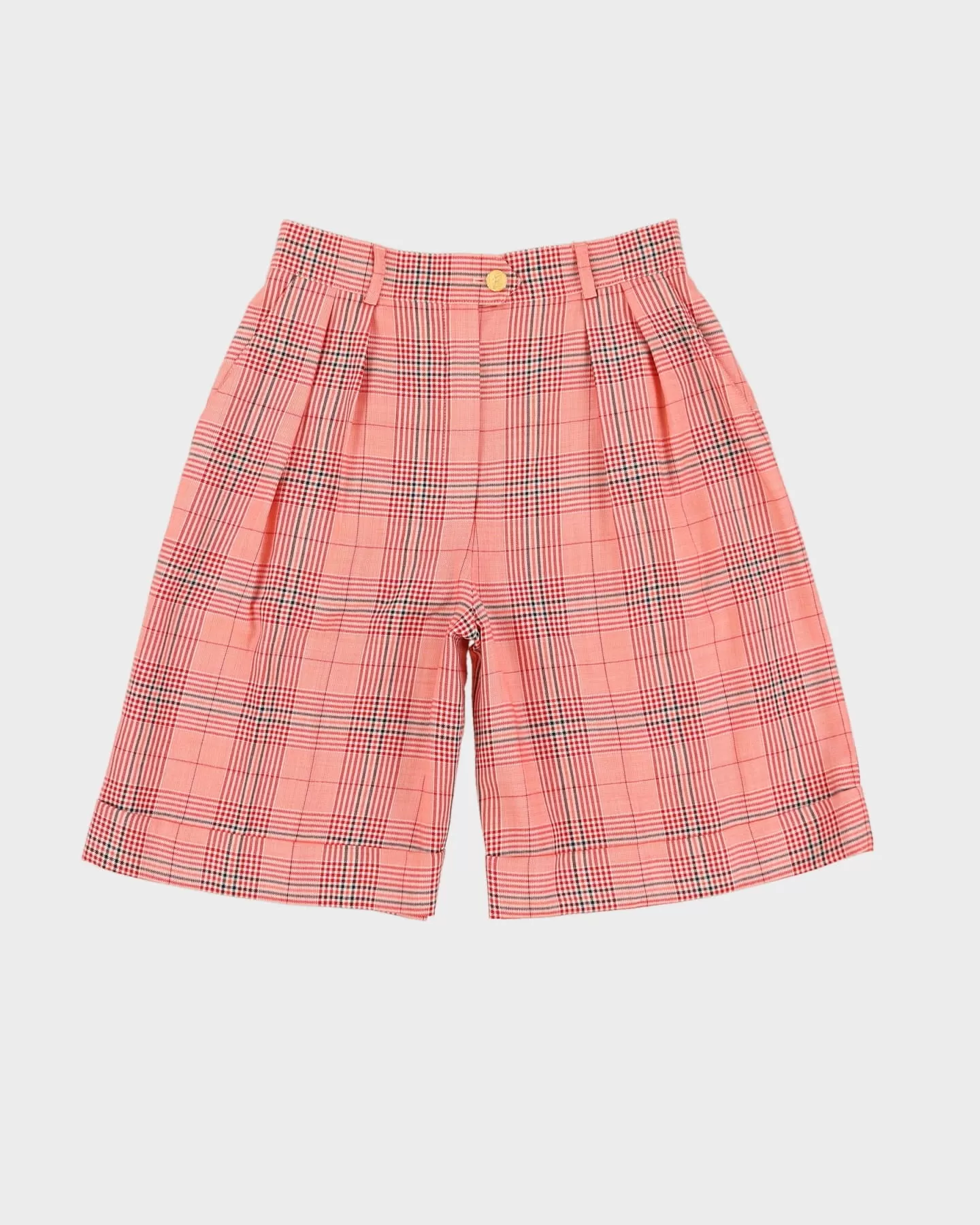 Vintage Escada Orange Checked Shorts - S