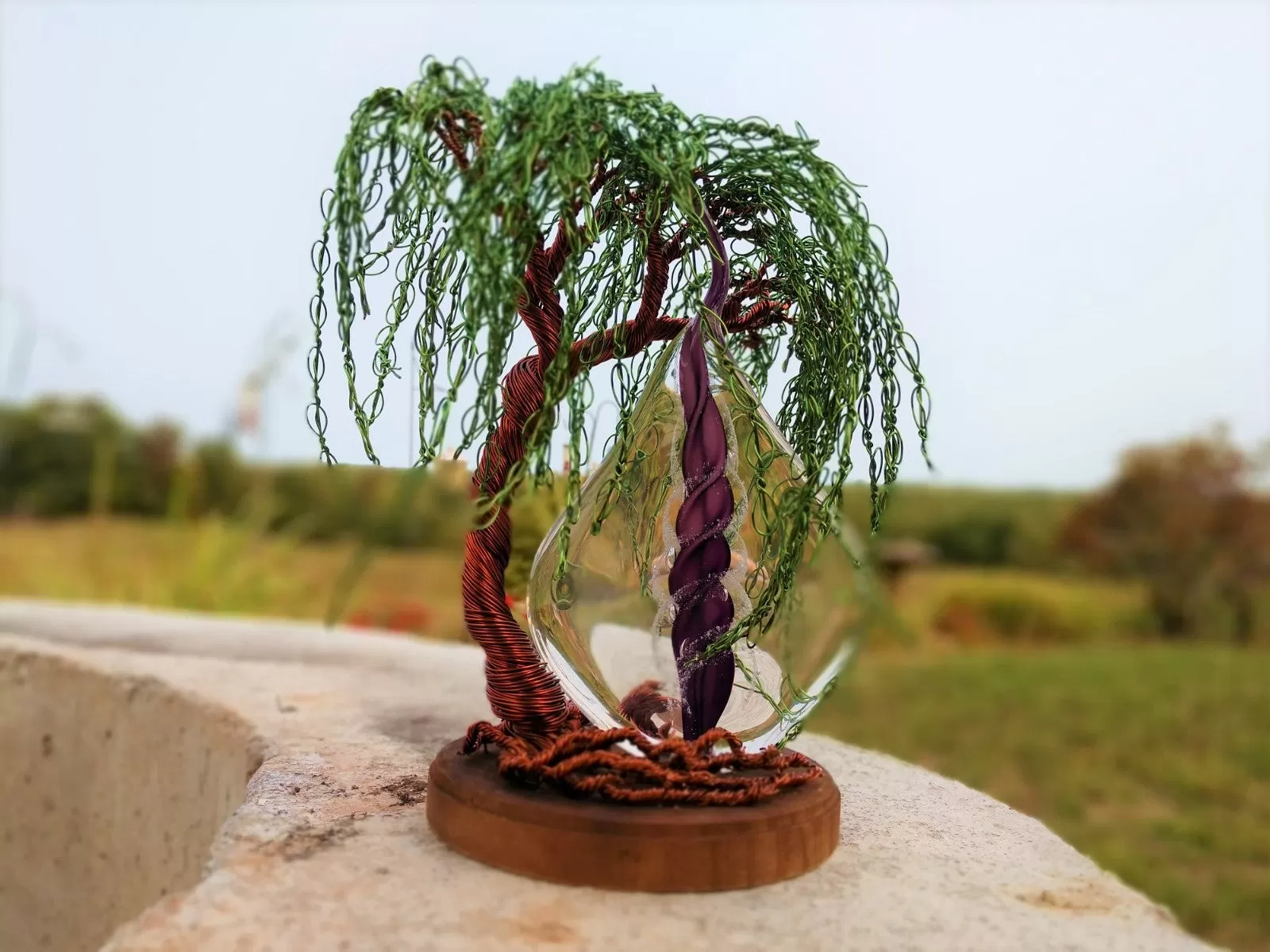 Weeping Willow Wire Wrapped Flame Tree - TREE ONLY