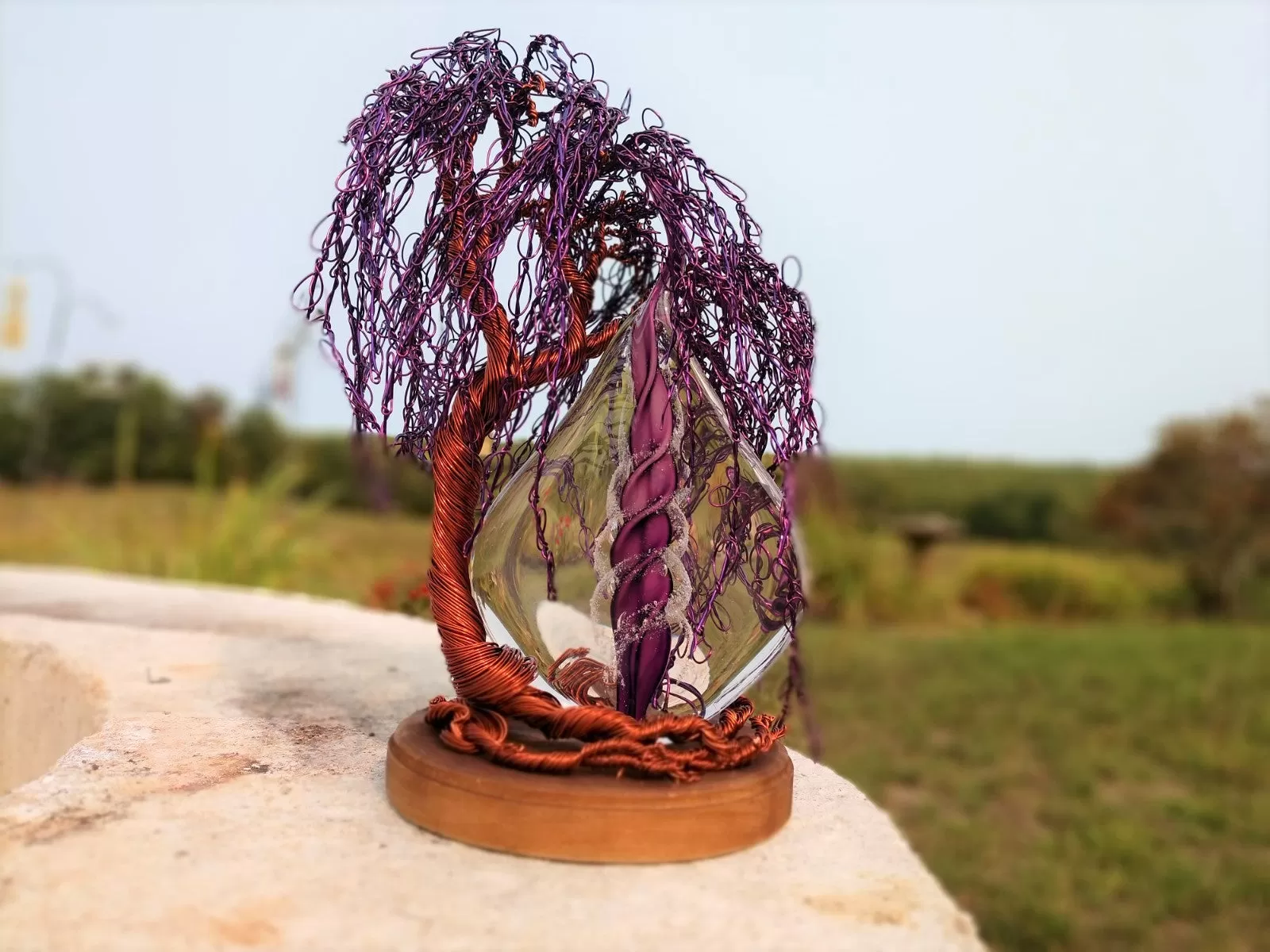 Weeping Willow Wire Wrapped Flame Tree - TREE ONLY