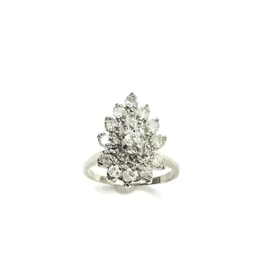 White Gold Diamond Pear Shaped Cluster Ring