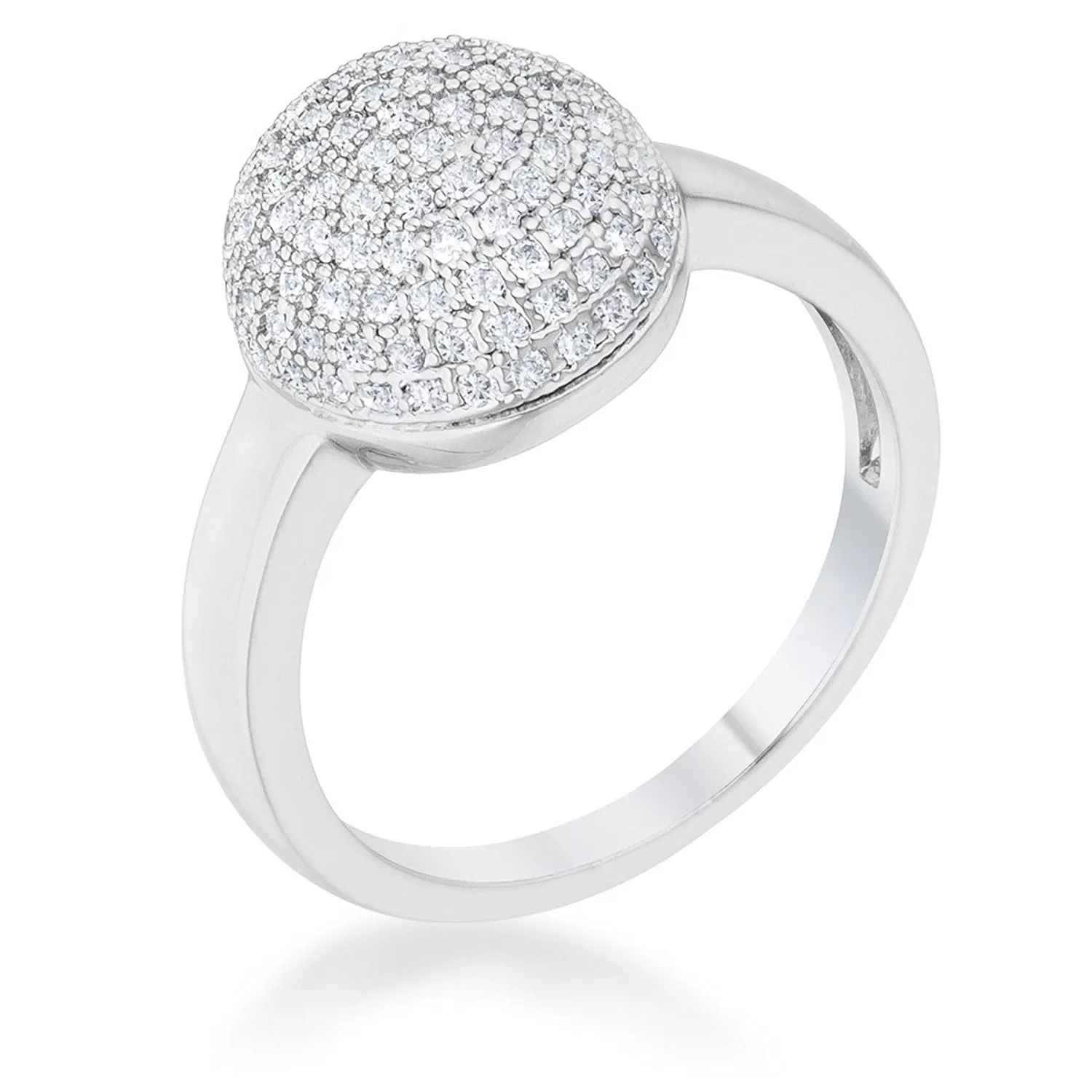 WildKlass 0.6ct CZ Rhodium Plated Contemporary Sphere Ring