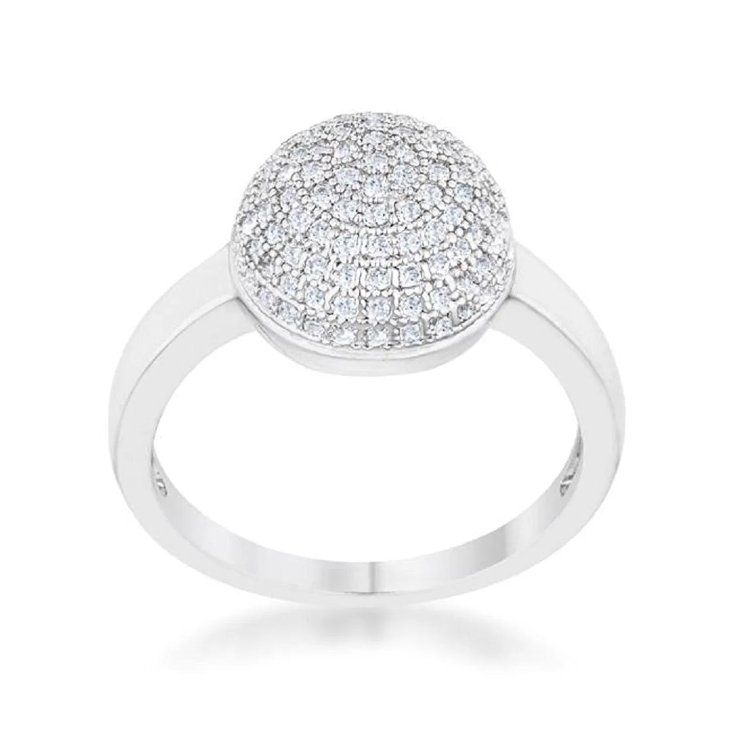 WildKlass 0.6ct CZ Rhodium Plated Contemporary Sphere Ring