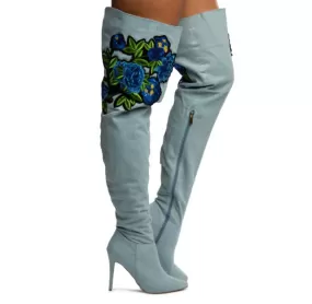 WOMEN ROSEY DENIM BLUE BOOTS