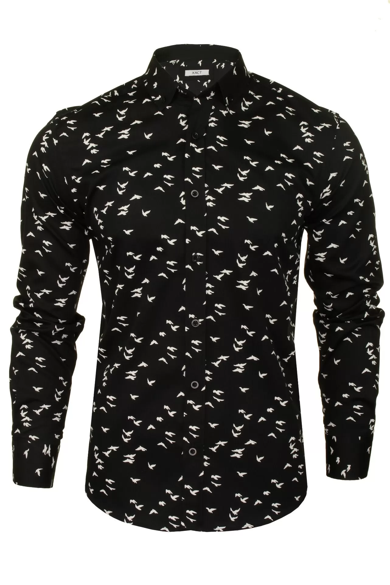 Xact Men's Cotton Bird Print Long Sleeved Shirt