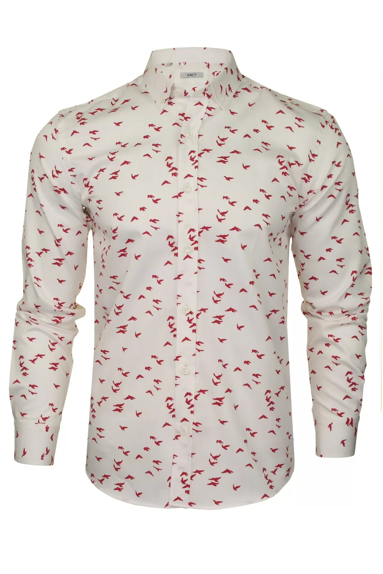 Xact Men's Cotton Bird Print Long Sleeved Shirt