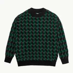 Zig Zag Knit Sweater - Black/Dark Teal